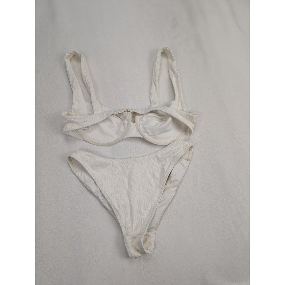 Rails White Ribbed Underwire Bikini Set Top M Bottom S - Picture 3 of 11